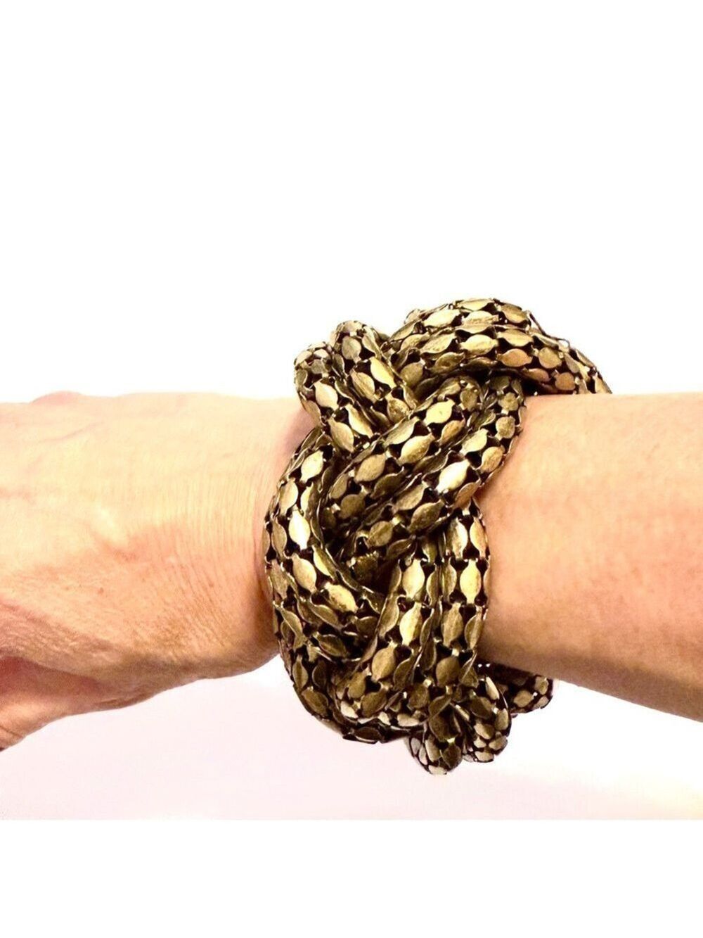 White House Black Market Gold Braided Oversized Bracelet NEW